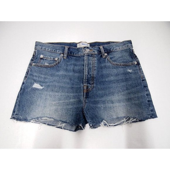 Everlane Womens Shorts 28 Relaxed 90s Denim Jean High Rise Distress Medium Wash - Picture 3 of 6